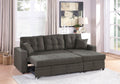 Ash Black Convertible Sectional Pull Out Bed Sofa Chaise Reversible Storage Chaise Polyfiber Tufted Couch Lounge Antique Black Wood Primary Living Space Tufted Back Contemporary,Modern L Shaped Pine Square Arms Plywood 4 Seat