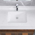 White Rectangular Undermount Bathroom Sink With Overflow White Ceramic