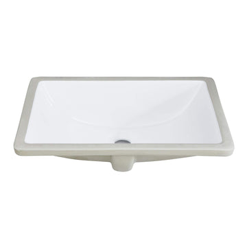 White Rectangular Undermount Bathroom Sink With Overflow White Ceramic