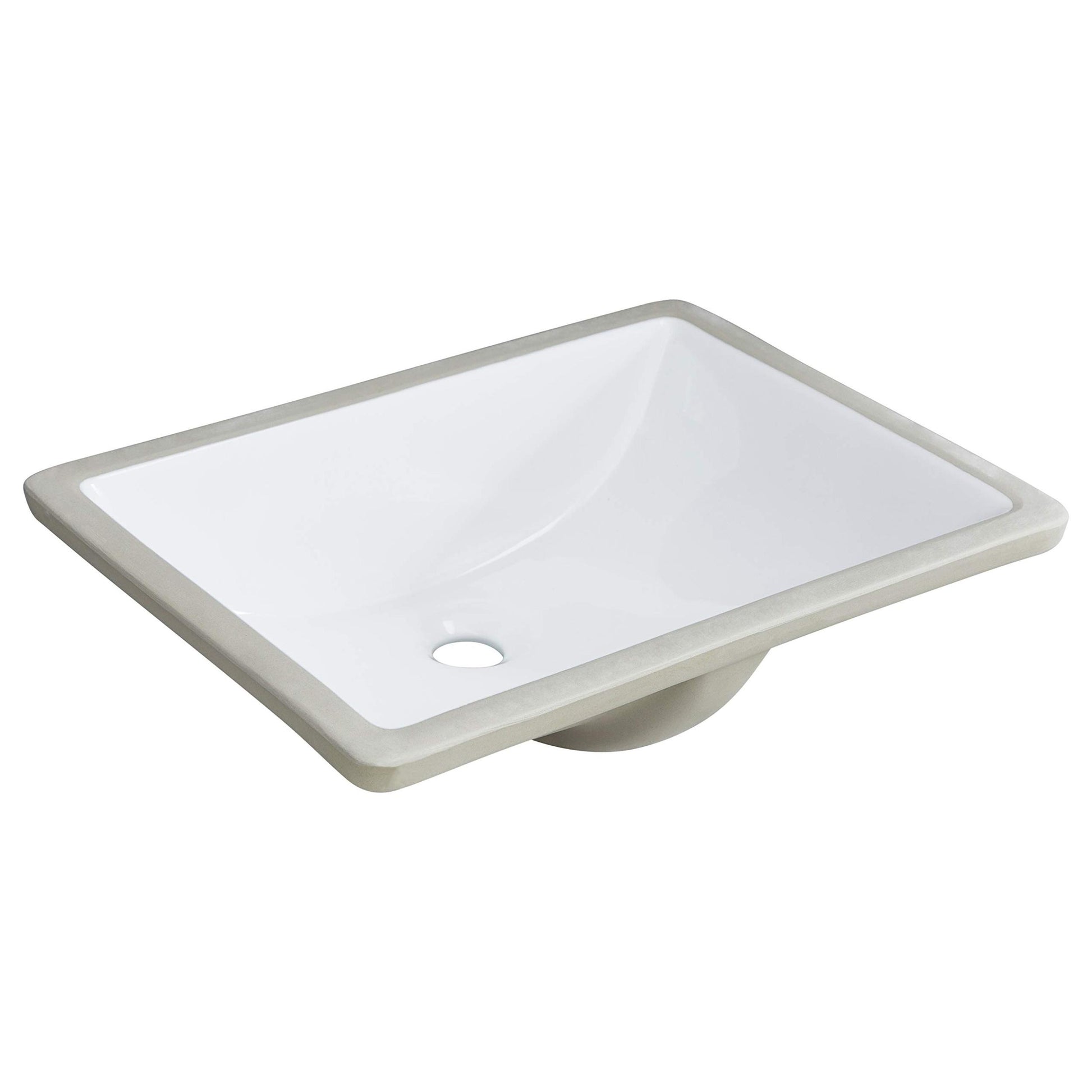 White Rectangular Undermount Bathroom Sink With Overflow White Ceramic