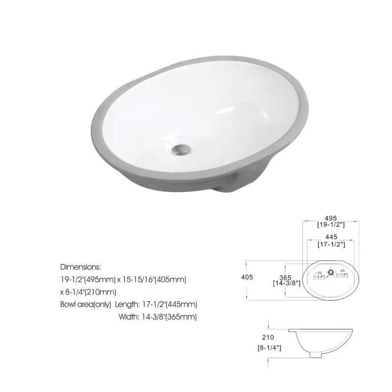 White Oval Undermount Bathroom Sink With Overflow White Ceramic