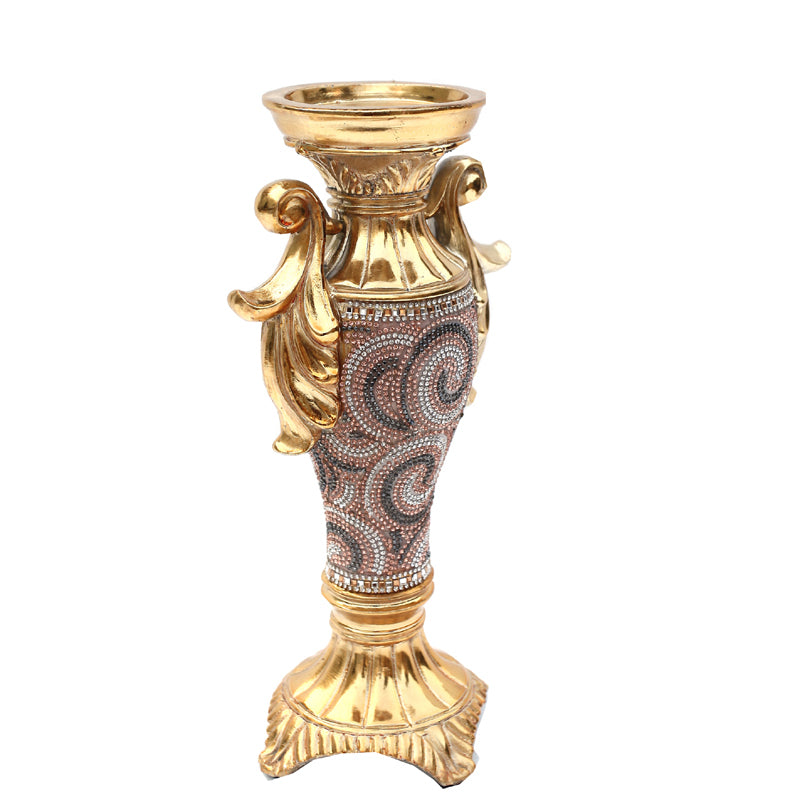 Ambrose Chrome Plated Crystal Embellished Ceramic Vase Gold Ceramic