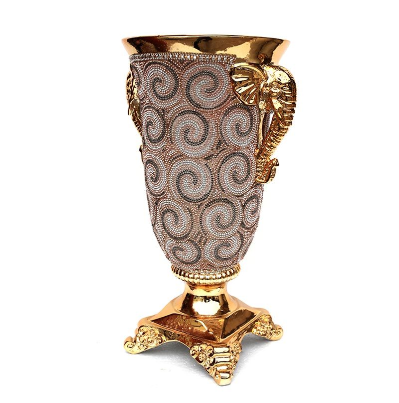 Ambrose Chrome Plated Crystal Embellished Ceramic Vase Gold Ceramic