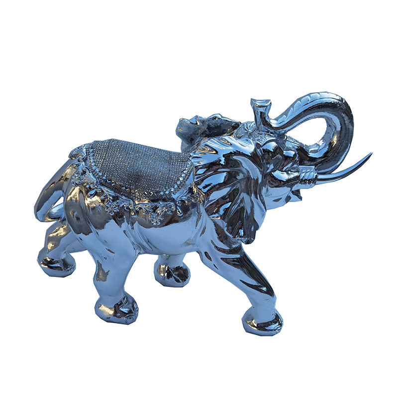 Ambrose Delightfully Extravagant Chrome Plated Elephant With Embedded Crystal Saddle 11.5"L X 5"W X 8.5"H Silver Polyresin