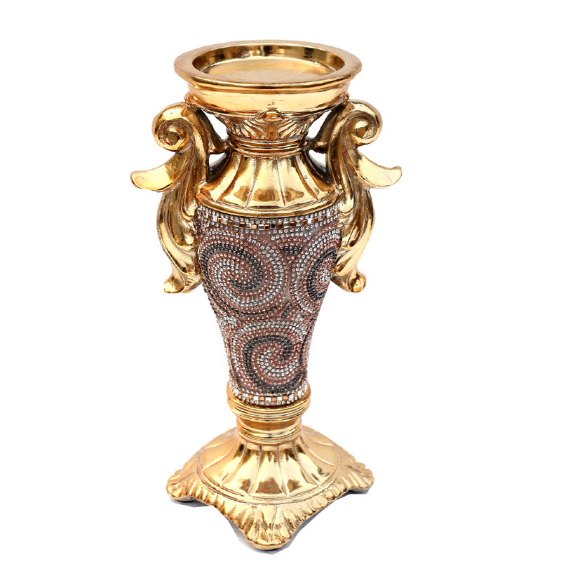 Ambrose Chrome Plated Crystal Embellished Ceramic Vase Gold Ceramic