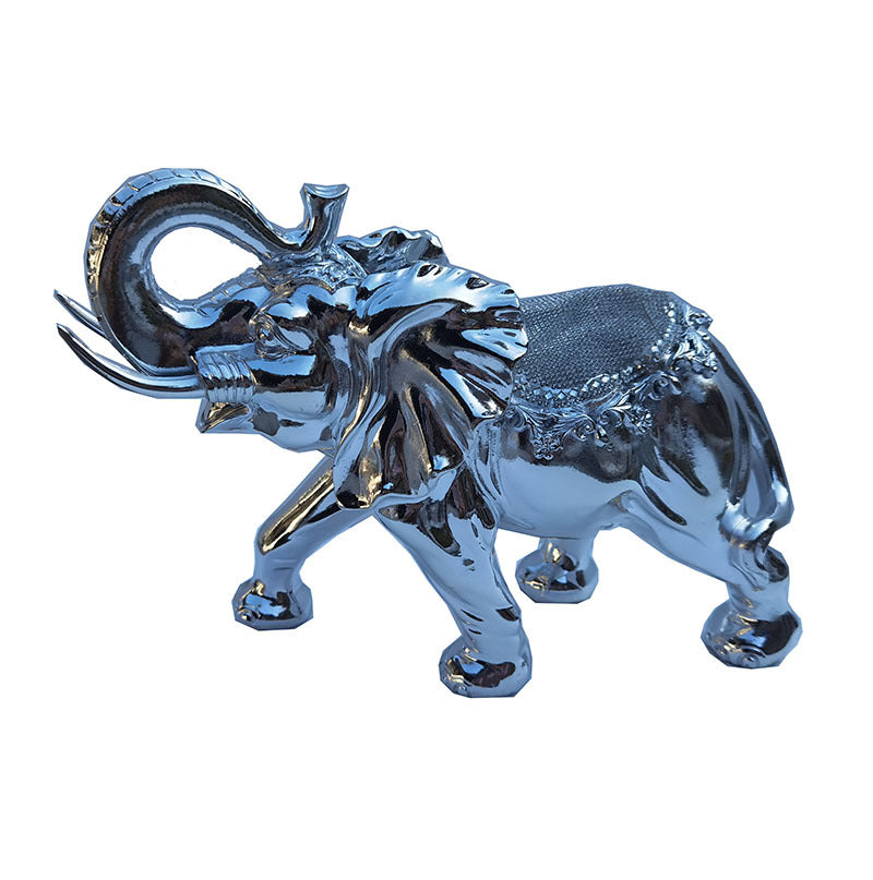 Ambrose Delightfully Extravagant Chrome Plated Elephant With Embedded Crystal Saddle 11.5"L X 5"W X 8.5"H Silver Polyresin