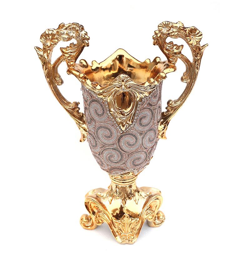 Ambrose Chrome Plated Crystal Embellished Ceramic Vase Gold Ceramic