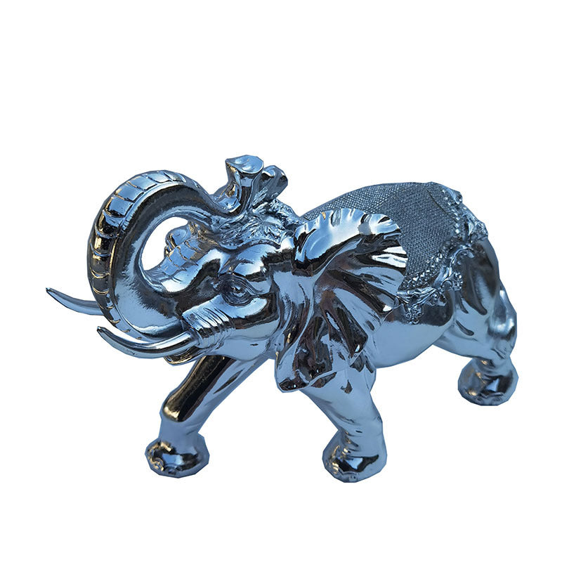 Ambrose Delightfully Extravagant Chrome Plated Elephant With Embedded Crystal Saddle 11.5"L X 5"W X 8.5"H Silver Polyresin