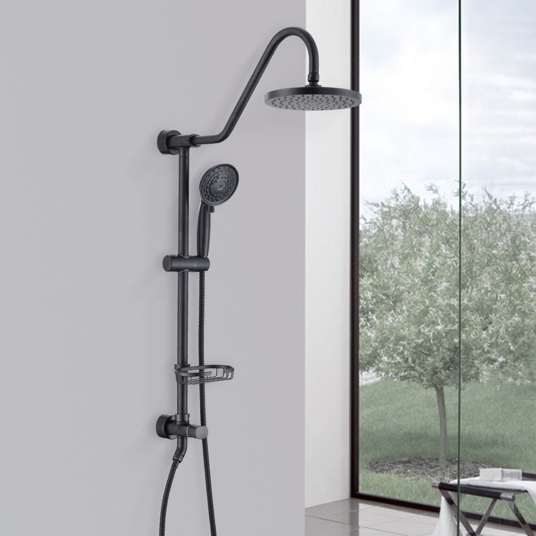 Handshower Shower Head With Handheld Shower System With 8" Rain Shower Head Oil Rubbed Bronze Stainless Steel