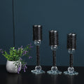 Ambrose Exquisite 3 Piece Candle Holder Set Black Glass