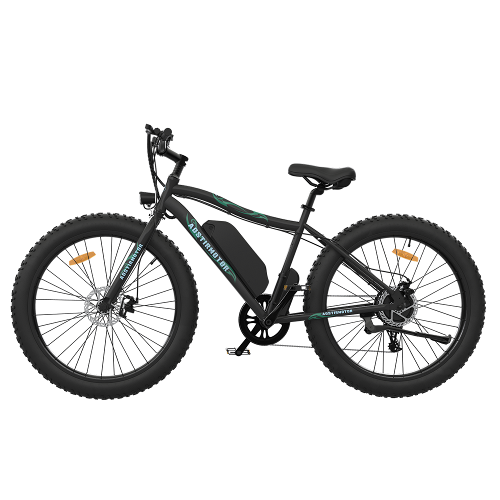 Aostirmotor 26" 500W Electric Bike Fat Tire P7 36V 12.5Ah Removable Lithium Battery For Adults S07 P Black Aluminium