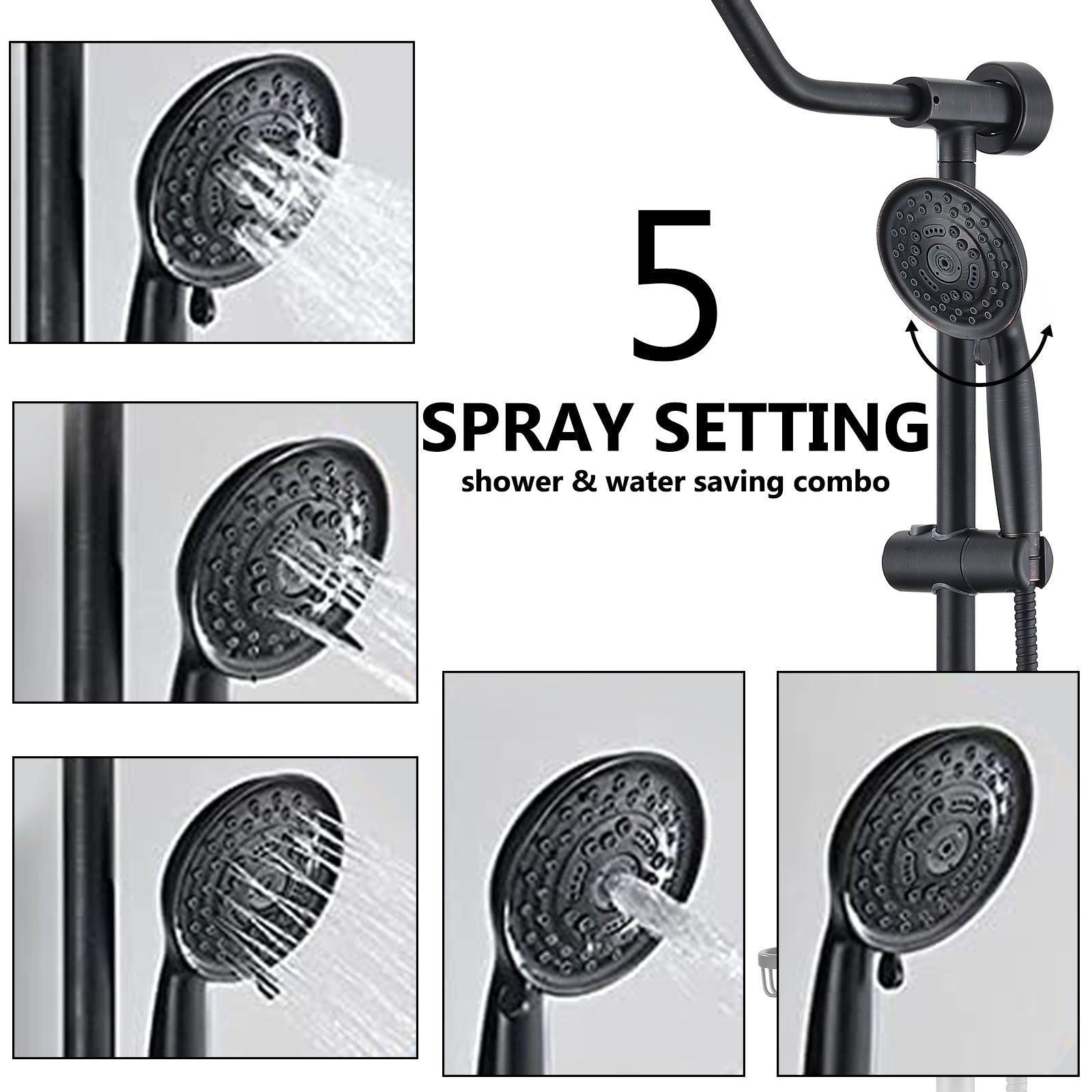 Handshower Shower Head With Handheld Shower System With 8" Rain Shower Head Oil Rubbed Bronze Stainless Steel