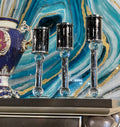 Ambrose Exquisite 3 Piece Candle Holder Set Black Glass