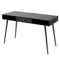 Mid Century Desk With Usb Ports And Power Outlet, Modern Writing Study Desk With Drawers, Multifunctional Home Office Computer Desk Black Black Mdf