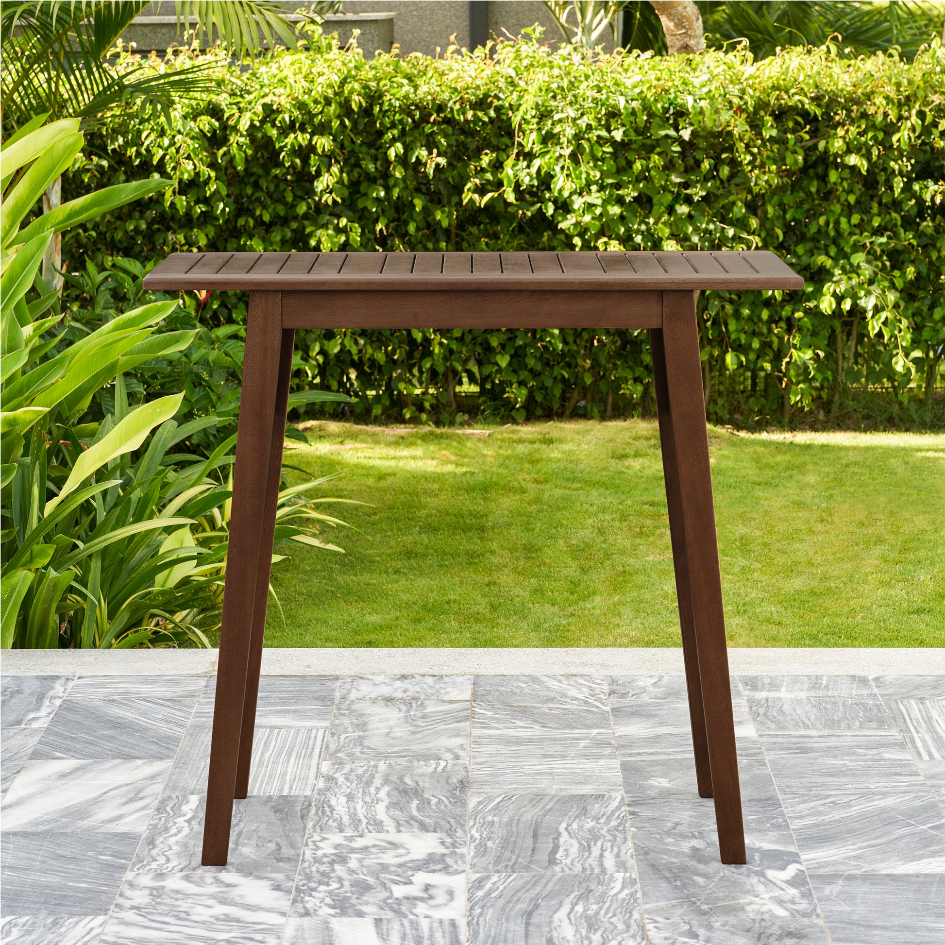 Midcentury Modern Patio Wood Bar Table Brown Solid Wood