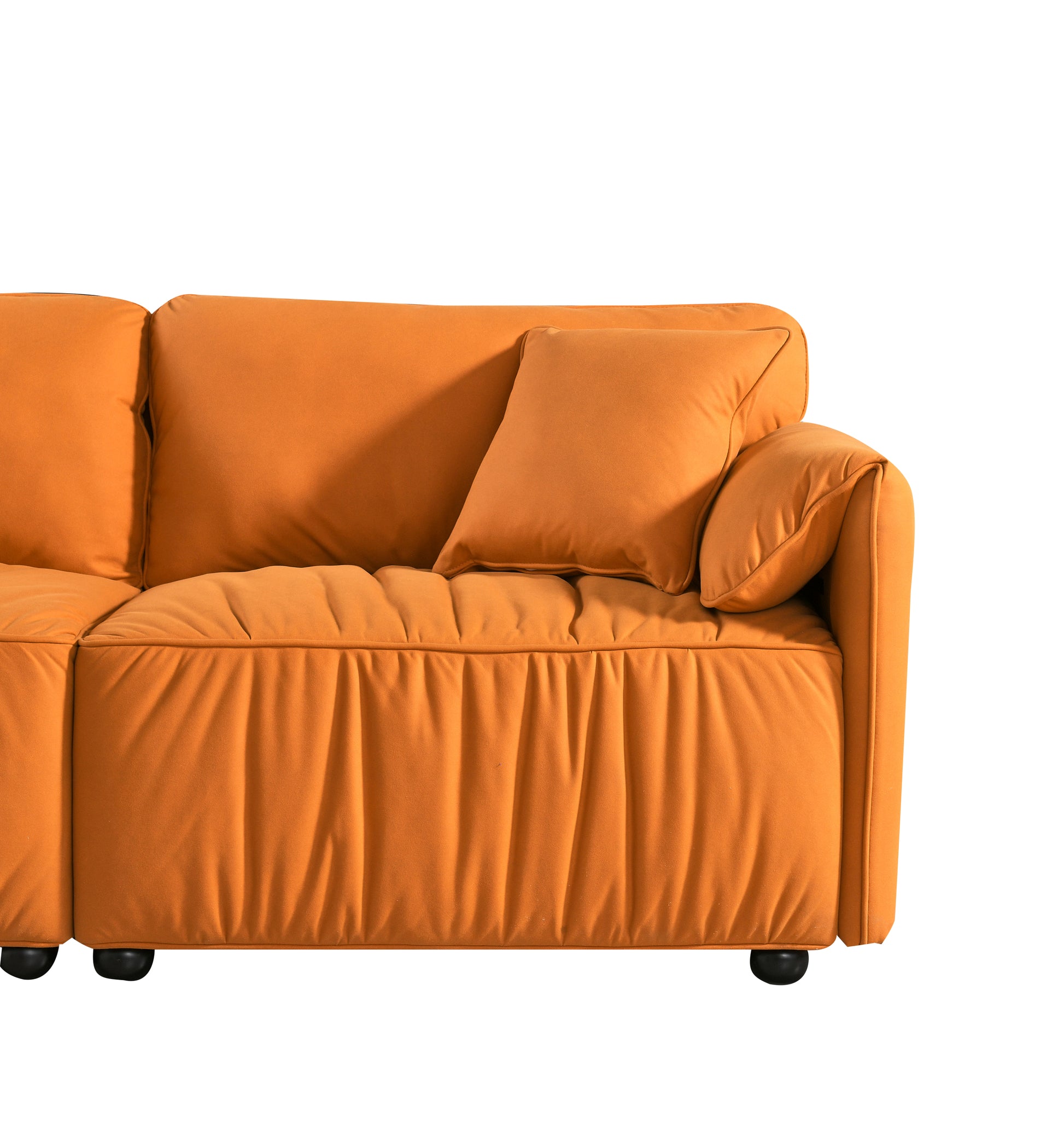 Modern Sofa Seat, 75.6" Tech Cloth Sofa Couch, Large Deep Seat Sofa, Seat With Hardwood Frame, Mid Century Upholstered Sofa For Living Room, Bedroom, Apartment Orange 2 Orange Tech Cloth 3 Seat