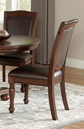 Traditional Style Dining Room Table W Leaf And 4X Side Chairs Dining 5Pc Set Brown Cherry Finish Upholstered Seat Wooden Furniture Wood Wood Brown Mix Seats 4 Wood Dining Room Extendable Traditional Double Pedestal Rectangular Dining Table With Chair