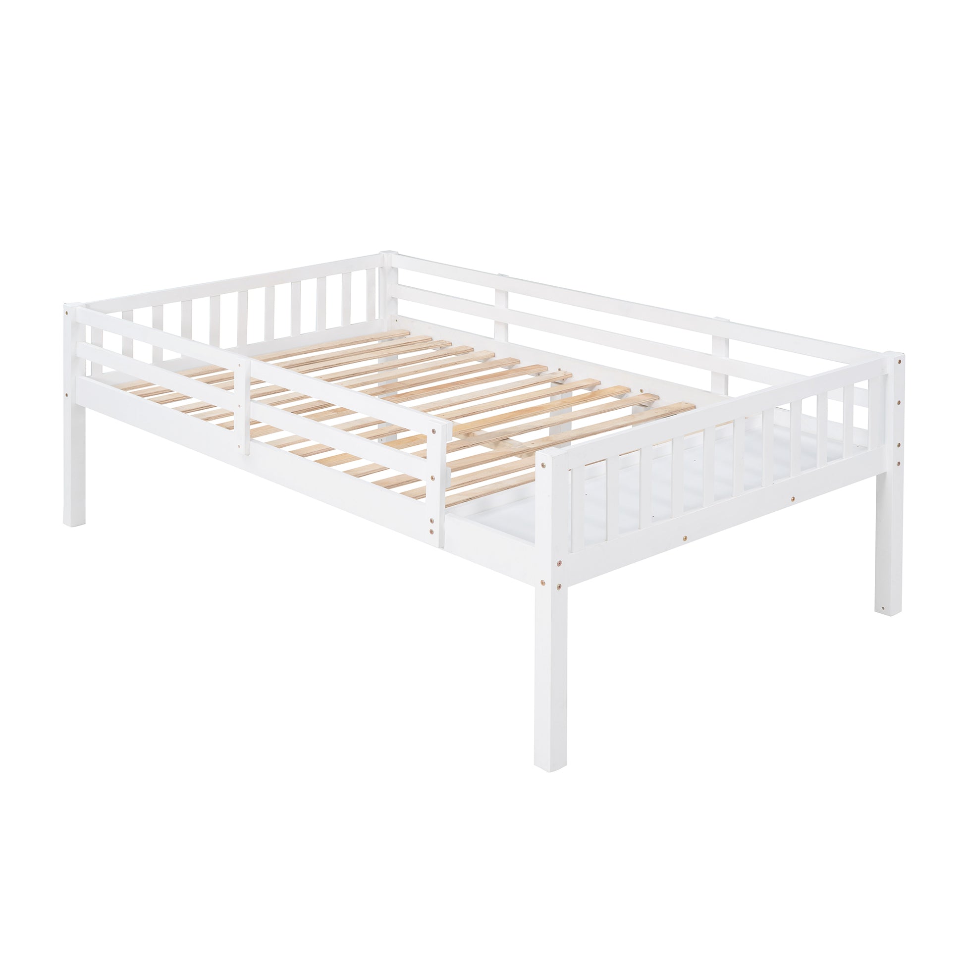 Full Over Twin & Twin Bunk Bed, Wood Triple Bunk Bed With Drawers And Guardrails, White Old Sku: Lp000143Aak White Solid Wood