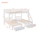 Full Over Twin & Twin Bunk Bed, Wood Triple Bunk Bed With Drawers And Guardrails, White Old Sku: Lp000143Aak White Solid Wood