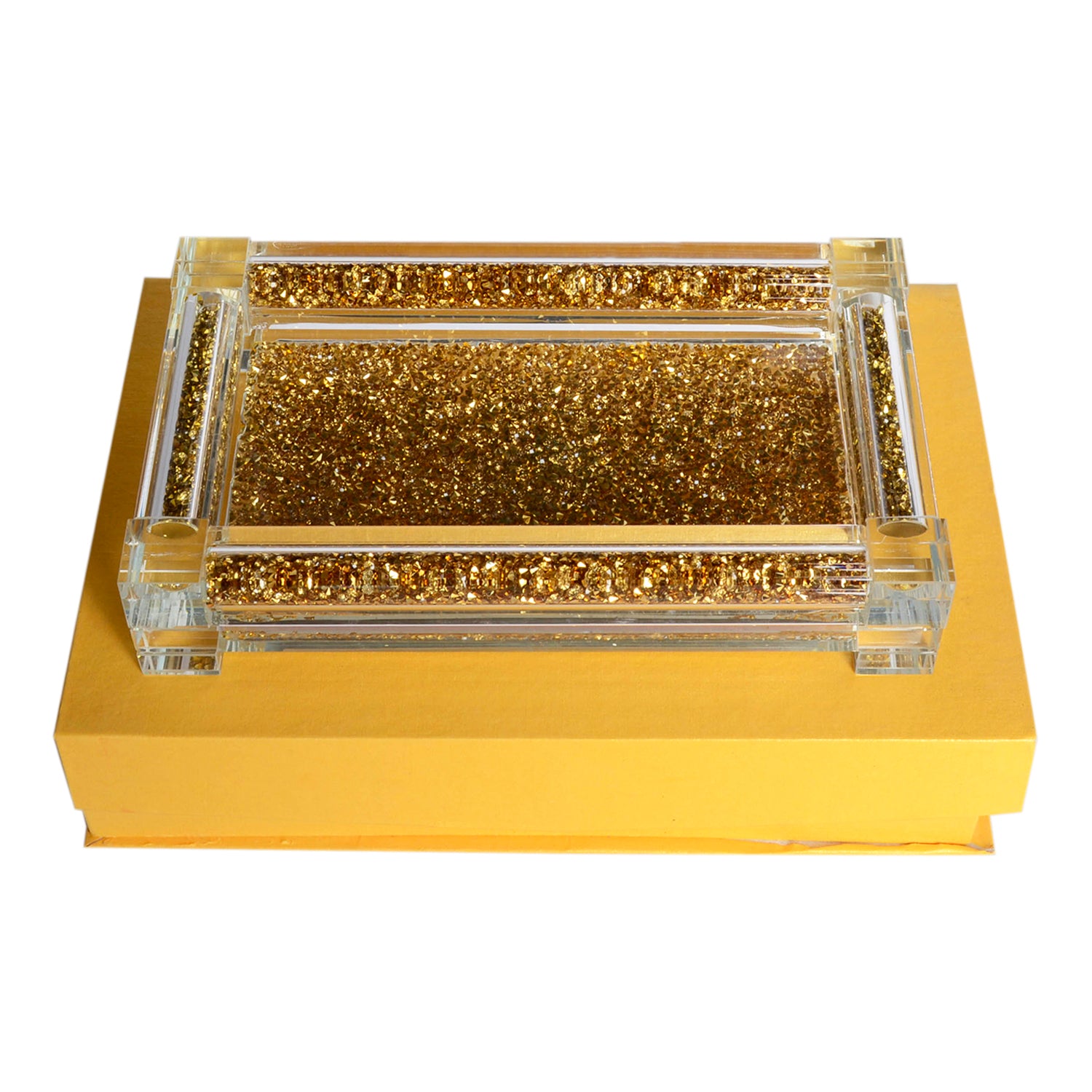 Ambrose Exquisite Small Glass Tray In Gift Box Gold Glass