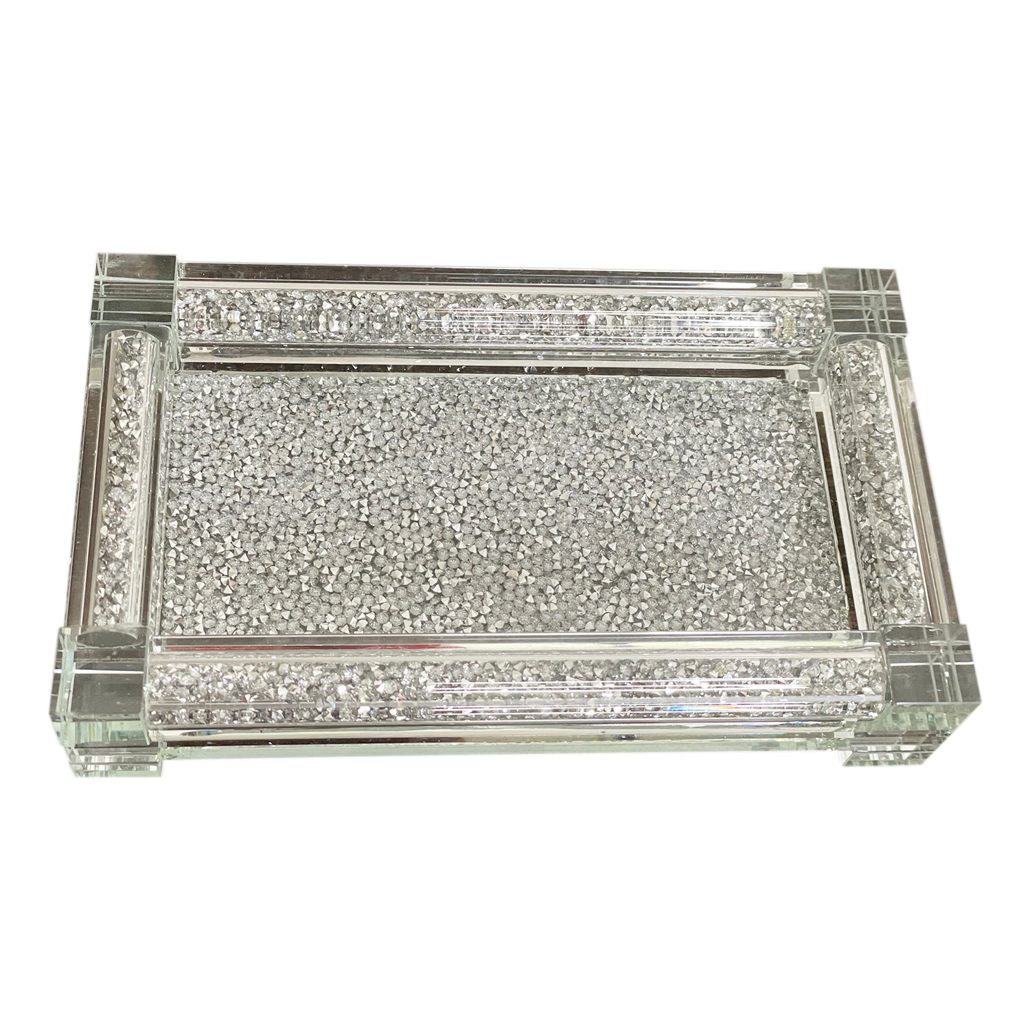 Ambrose Exquisite Small Glass Tray In Gift Box Silver Glass