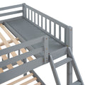 Full Over Twin & Twin Bunk Bed, Wood Triple Bunk Bed With Drawers And Guardrails, Gray Old Sku: Lp000143Aae Gray Solid Wood