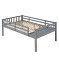 Full Over Twin & Twin Bunk Bed, Wood Triple Bunk Bed With Drawers And Guardrails, Gray Old Sku: Lp000143Aae Gray Solid Wood