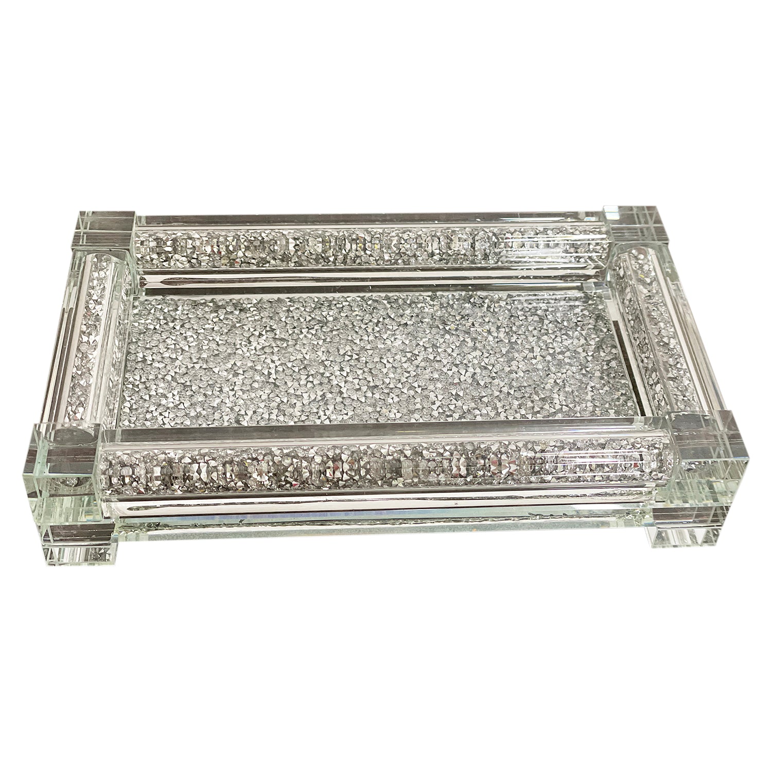 Ambrose Exquisite Small Glass Tray In Gift Box Silver Glass