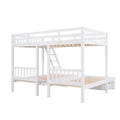 Full Over Twin & Twin Bunk Bed, Wood Triple Bunk Bed With Drawers And Guardrails, White Old Sku: Lp000143Aak White Solid Wood