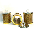 Ambrose Exquisite Three Glass Canister Set In Gift Box Gold Glass