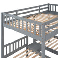 Full Over Twin & Twin Bunk Bed, Wood Triple Bunk Bed With Drawers And Guardrails, Gray Old Sku: Lp000143Aae Gray Solid Wood