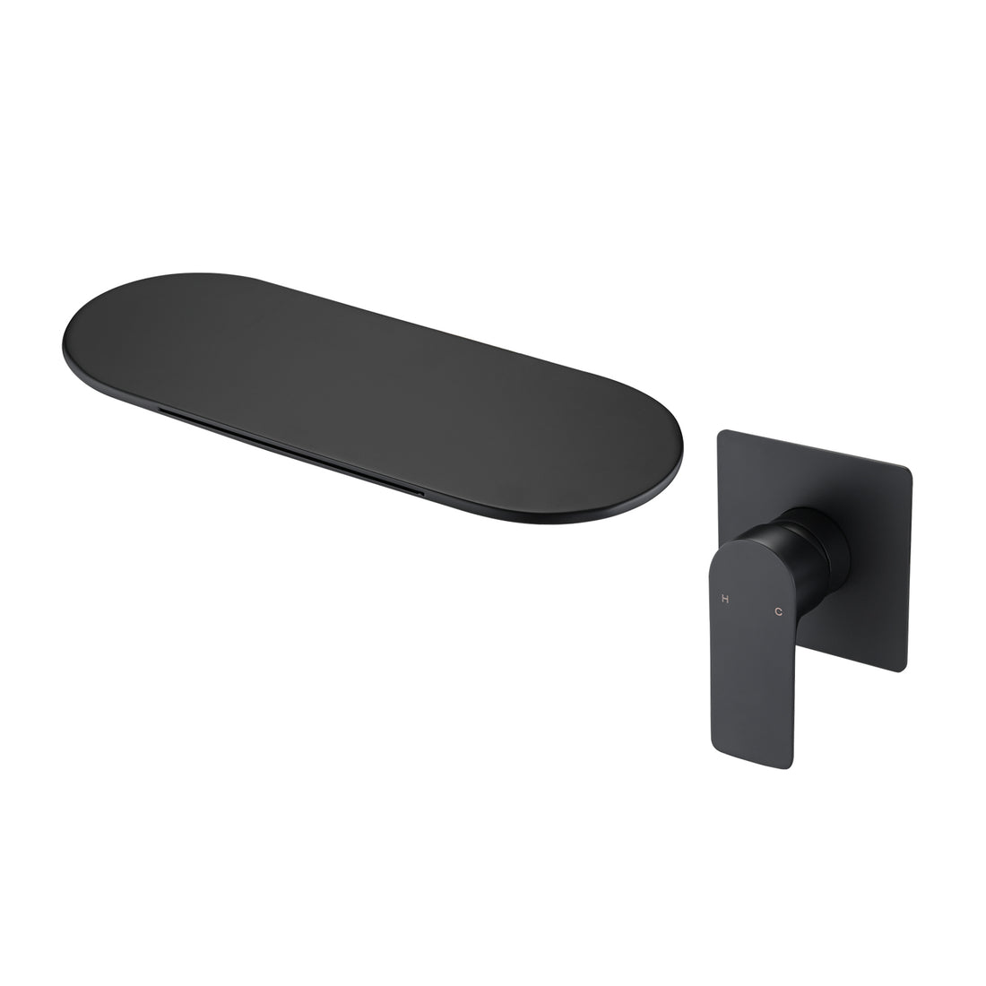 Single Handle Wall Mounted Bathroom Waterfall Sink Faucet Matte Black Stainless Steel