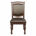 Traditional Style Dining Room Table W Leaf 2X Armchairs And 4X Side Chairs Dining 7Pc Set Brown Cherry Finish Upholstered Seat Wooden Furniture Wood Wood Brown Mix Seats 6 Wood Dining Room Extendable Traditional Double Pedestal Rectangular Dining Table