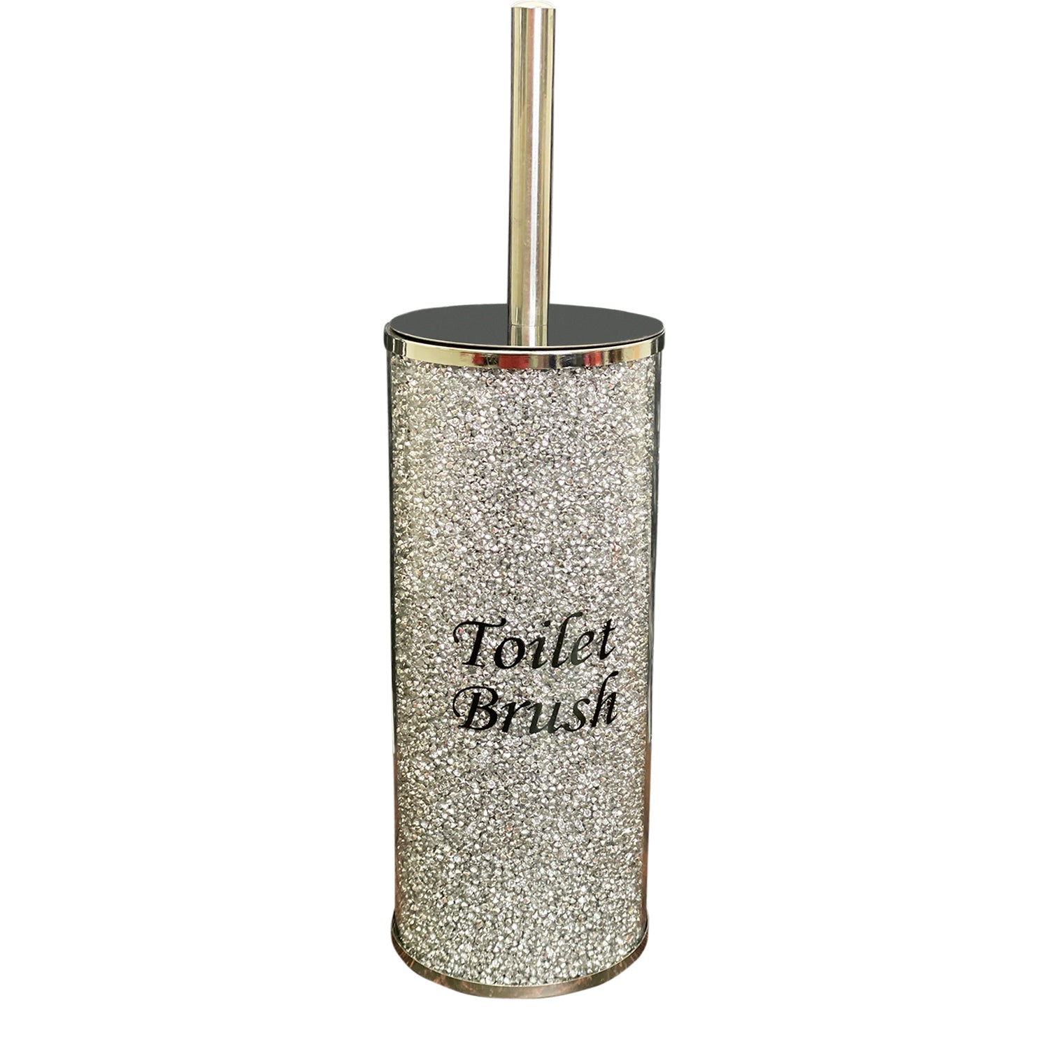 Ambrose Exquisite Glass Toilet Brush Holder In Gift Box Includes Brush Silver Glass