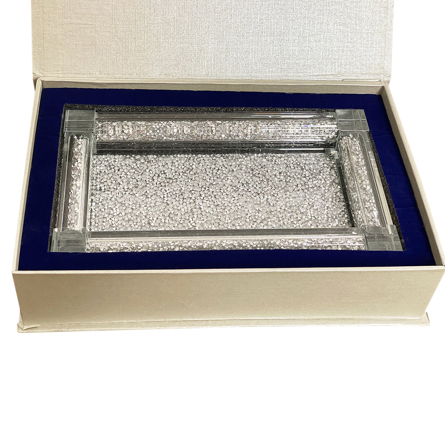 Ambrose Exquisite Small Glass Tray In Gift Box Silver Glass