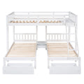 Full Over Twin & Twin Bunk Bed, Wood Triple Bunk Bed With Drawers And Guardrails, White Old Sku: Lp000143Aak White Solid Wood