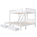 Full Over Twin & Twin Bunk Bed, Wood Triple Bunk Bed With Drawers And Guardrails, White Old Sku: Lp000143Aak White Solid Wood