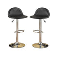 Black Faux Leather Stool Adjustable Height Chairs Set Of 2 Chair Kitchen Island Stools Chrome Base Pvc Dining Furniture Black Dining Room Contemporary,Modern Bar Stools Metal