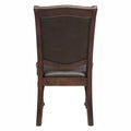 Traditional Dining Wooden Side Chairs Set Of 2 Brown Cherry Finish Faux Leather Upholstery Home Furniture Brown Mix Dining Room Traditional Wood