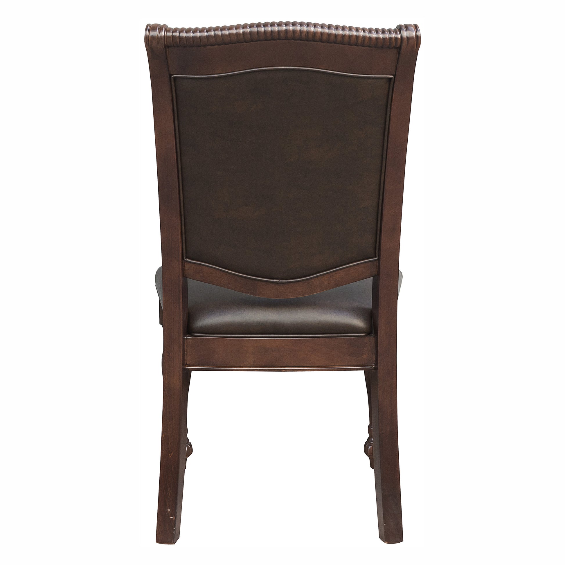 Traditional Dining Wooden Side Chairs Set Of 2 Brown Cherry Finish Faux Leather Upholstery Home Furniture Brown Mix Dining Room Traditional Wood