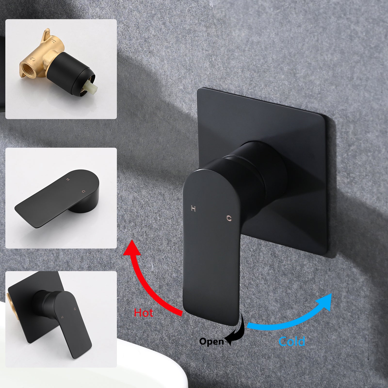 Wall Mount Waterfall Bathtub Faucet Matte Black Stainless Steel