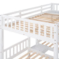 Full Over Twin & Twin Bunk Bed, Wood Triple Bunk Bed With Drawers And Guardrails, White Old Sku: Lp000143Aak White Solid Wood