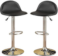 Black Faux Leather Stool Adjustable Height Chairs Set Of 2 Chair Kitchen Island Stools Chrome Base Pvc Dining Furniture Black Dining Room Contemporary,Modern Bar Stools Metal