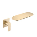 Single Handle Wall Mounted Bathroom Waterfall Sink Faucet Brushed Gold Stainless Steel