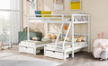 Full Over Twin & Twin Bunk Bed, Wood Triple Bunk Bed With Drawers And Guardrails, White Old Sku: Lp000143Aak White Solid Wood