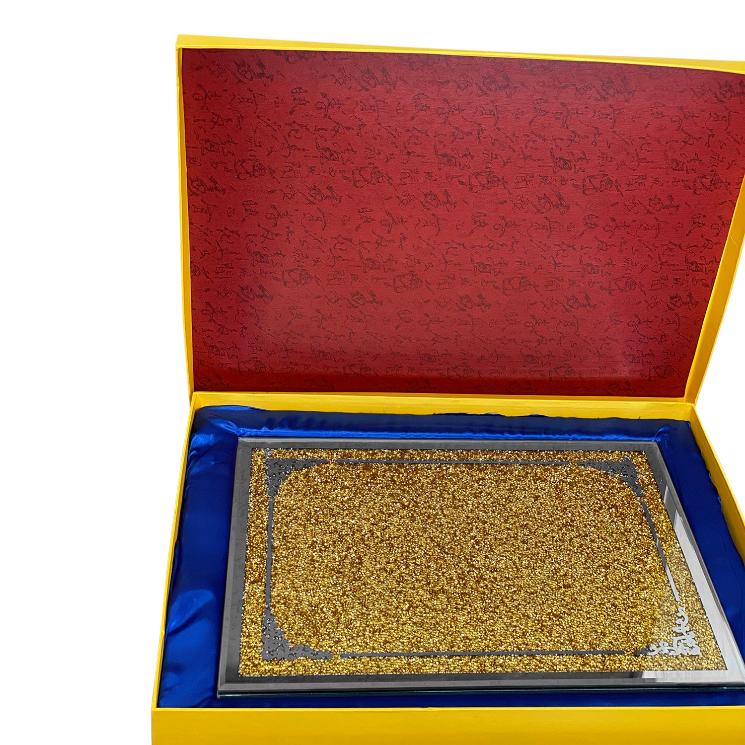 Ambrose Exquisite Glass Serving Tray In Gift Box Gold Glass