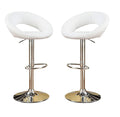 White Faux Leather Stool Adjustable Height Chairs Set Of 2 Chair Swivel Design Chrome Base Pvc Dining Furniture White Dining Room Contemporary,Modern Bar Stools Metal