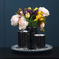 Ambrose Exquisite Three Glass Canister With Tray In Gift Box Black Glass