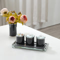 Ambrose Exquisite Tea, Sugar, Coffee Canisters With Tray In Crushed Diamond Glass In Gift Box Black Glass