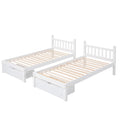 Full Over Twin & Twin Bunk Bed, Wood Triple Bunk Bed With Drawers And Guardrails, White Old Sku: Lp000143Aak White Solid Wood